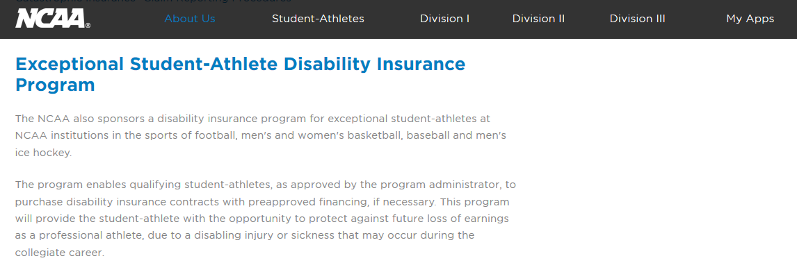 Screen capture from ncaa.org