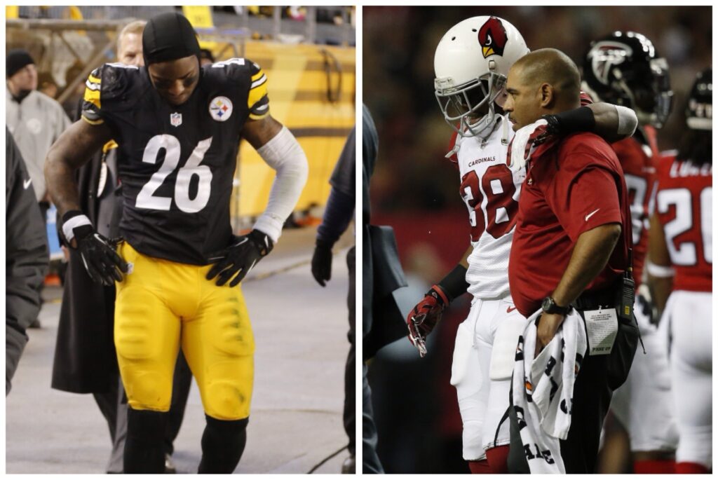 AP Images. Steelers running back Le'Veon Bell (L) and Cardinals RB Andre Ellington