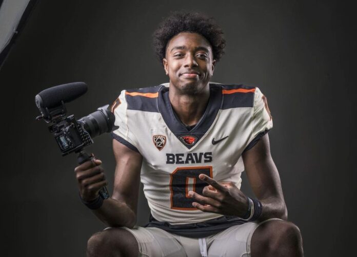 Aidan Chiles Clicked During His Photoshoot With Oregon State In August 2023