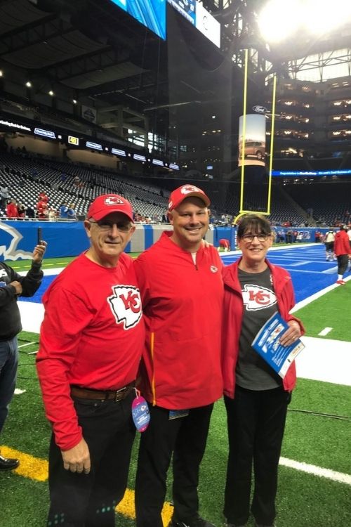 Jackson House Parents: Matt House, the former linebackers coach for the Kansas City Chiefs, Poses For A Picture With His Father, Tom House, And Mother, Cathy House 