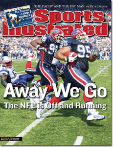 The Sports Illustrated cover after the New England Patriots were beaten 31-0 by the Buffalo Bills in 2003.