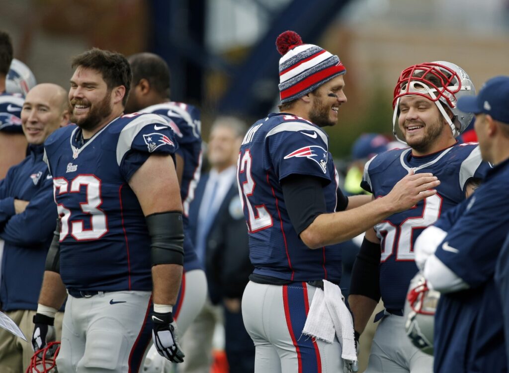  Dan Connolly (L) And Ryan Wendell (Far Right) Share A Laugh With Tom Brady