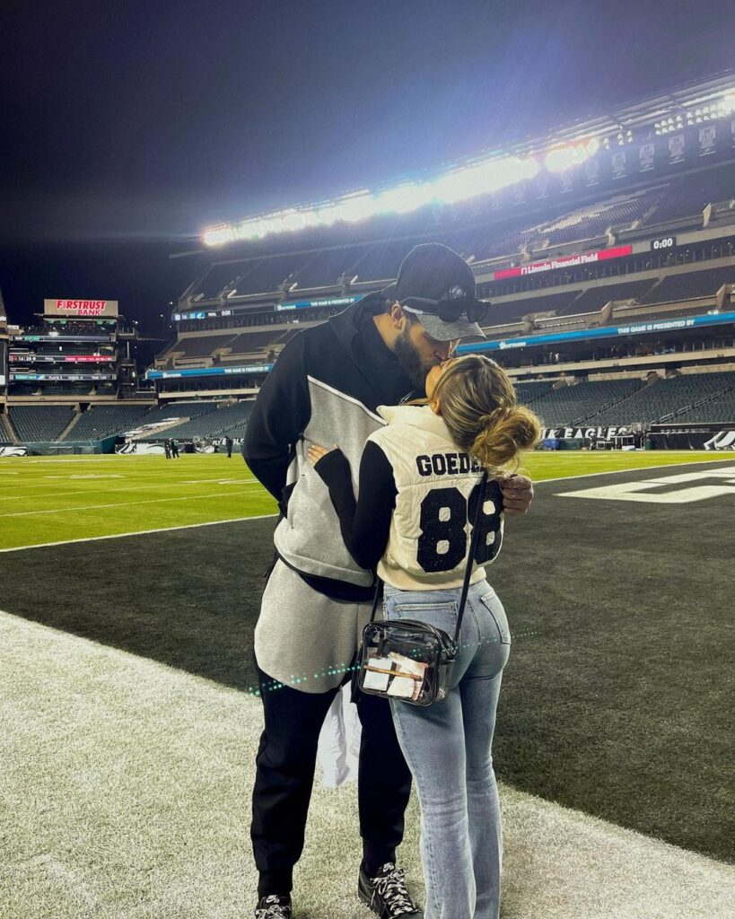 Dallas Goedert Wife or Girlfriend: Aria Meyer and Dallas Goedert Share A Sweet Moment At The Lincoln Financial Field, Philadelphia Eagles Stadium, On January 10, 2023
