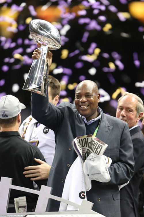 Ozzie Newsome, Representing The Baltimore Ravens, Rejoices With The Vince Lombardi Trophy In Super Bowl XLVII At The Mercedes-Benz Superdome On February 3, 2013, In New Orleans, Louisiana.