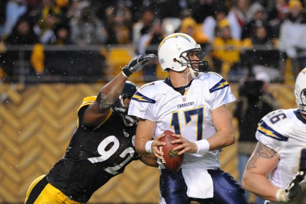 USATSI, Chargers QB Philip Rivers under pressure vs the Steelers on Monday night now faces a Packers team looking to do the same