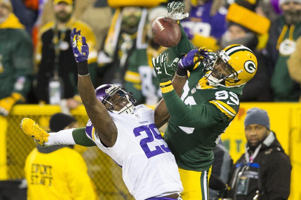 USATSI, Packers WR James Jones can't come down with pass last Sunday vs Vikings